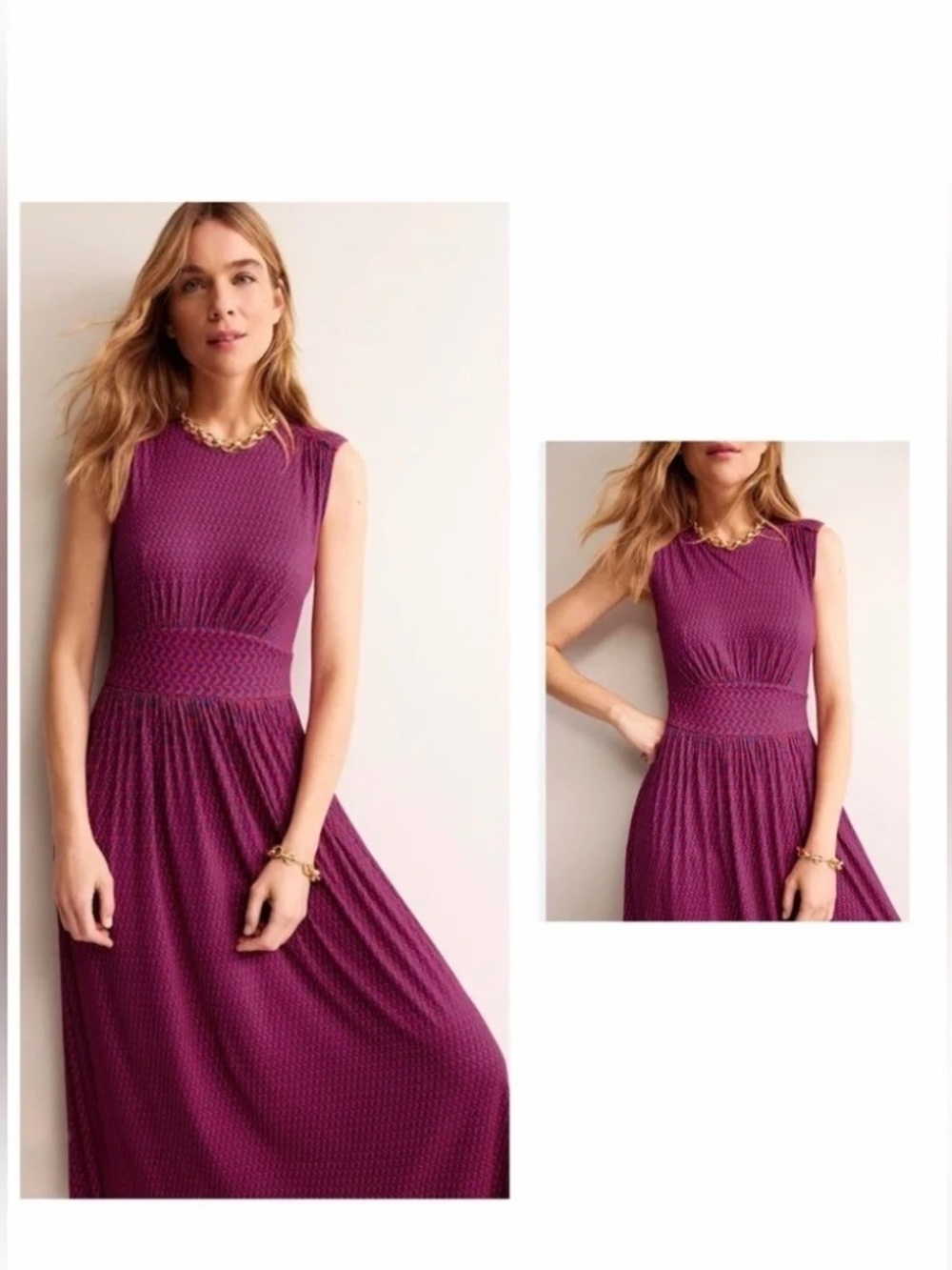 Boden Thea Sleeveless Midi Dress in Flame Scarlet, Arc Geo, 10 R - Picture 5 of 8